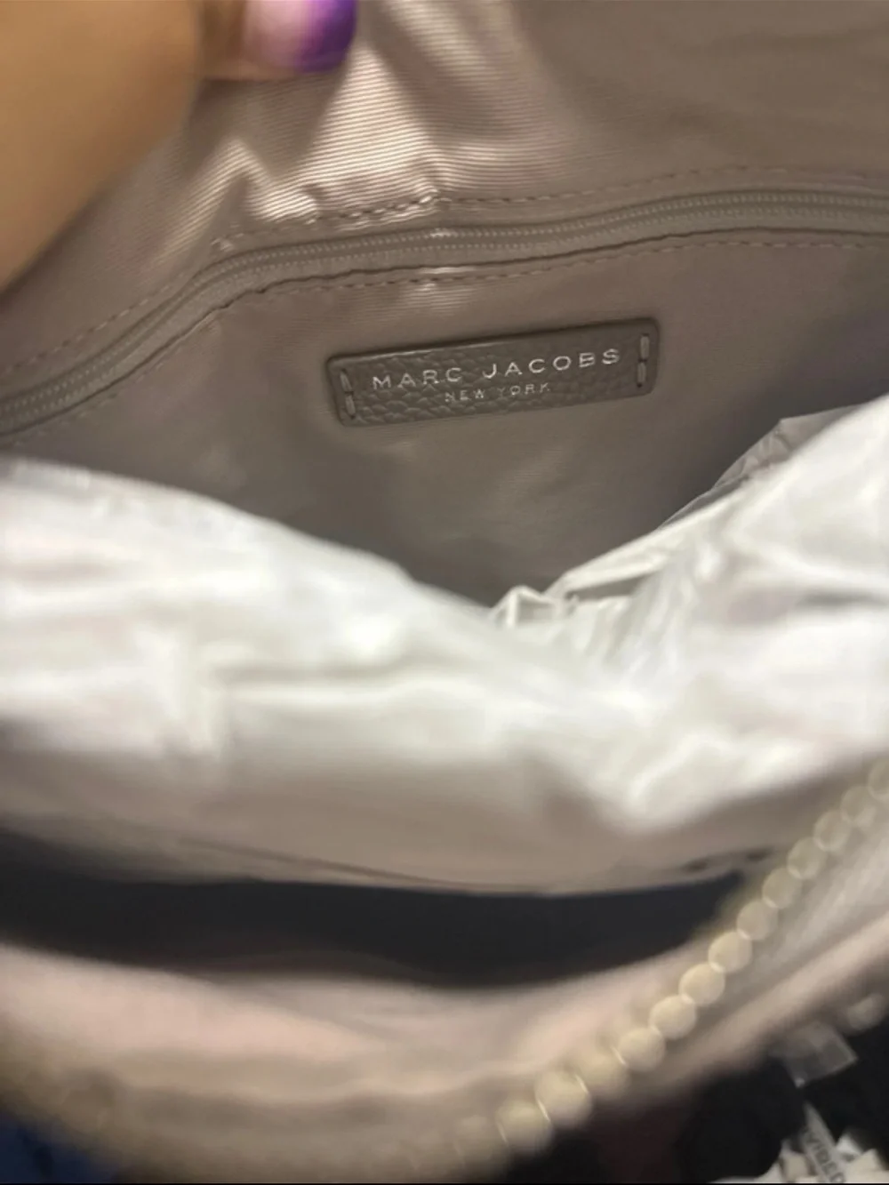 Marc Jacobs Beige Shoulder Bag with Interior Zip Pocket